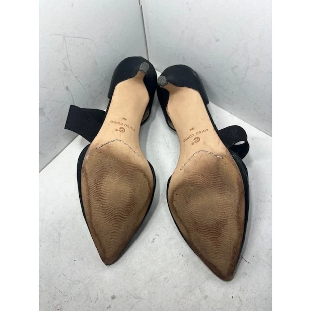 Corso Como Womens Black Leather dOrsay Elastic Strap Pointed Toe Kitten Heels 8M
